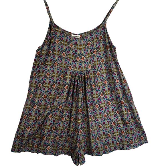 Natural Life Romper Women’s M Multicolor Geometric Floral Adjustable Straps EUC - Picture 1 of 9